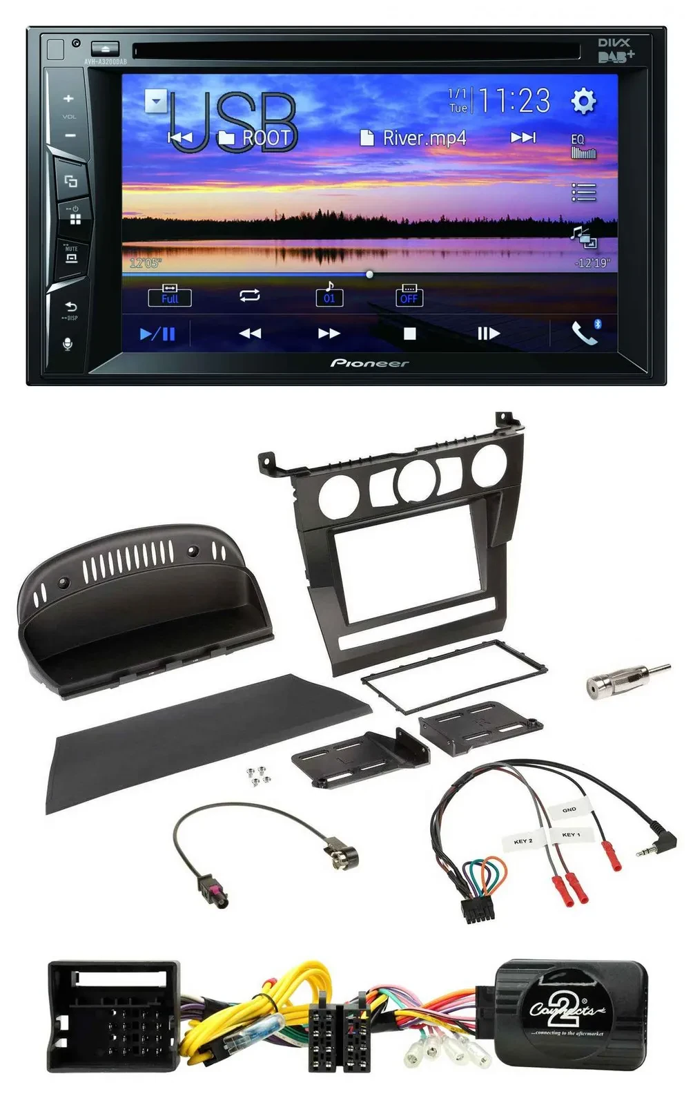 Pioneer Bluetooth 2DIN USB DVD DAB Lenkrad Autoradio für BMW 5er E60 2004-2007