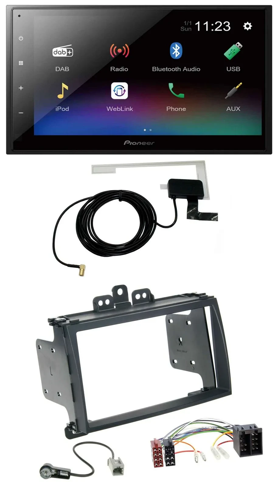 Pioneer DAB MP3 Bluetooth 2DIN USB Autoradio für Hyundai i20 09-12 schwarz