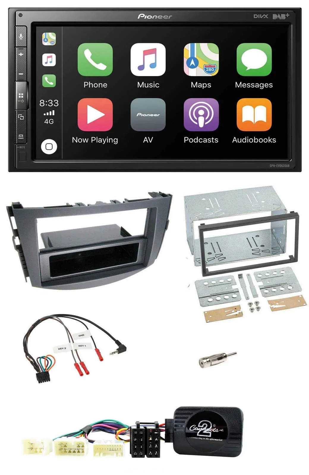 Pioneer USB Lenkrad DAB 2DIN Bluetooth Autoradio für Toyota RAV 4 2006-2011