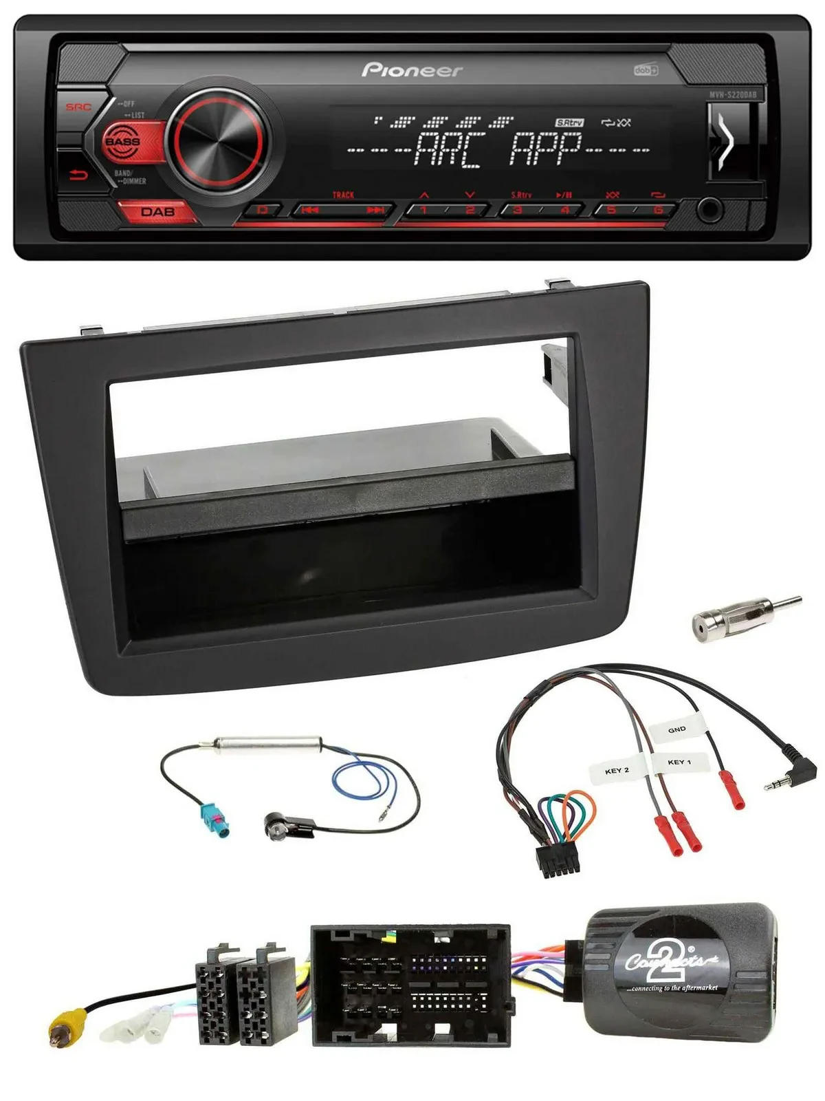 Pioneer DAB 1DIN MP3 Lenkrad USB Autoradio für Alfa Mito 955 2014-2018 schwarz