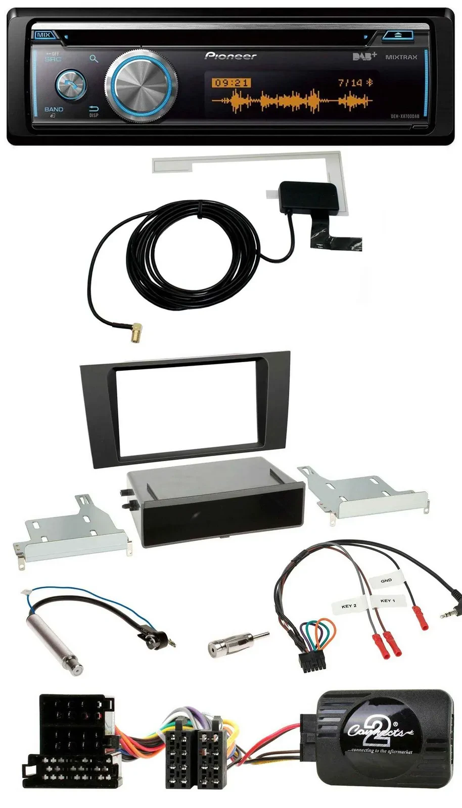 Pioneer Bluetooth DAB Lenkrad USB CD Autoradio für Audi A4 B5 1999-2001