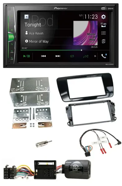 Pioneer 2DIN Lenkrad DAB USB Bluetooth Autoradio für Seat Ibiza ab 08 Klavierlac