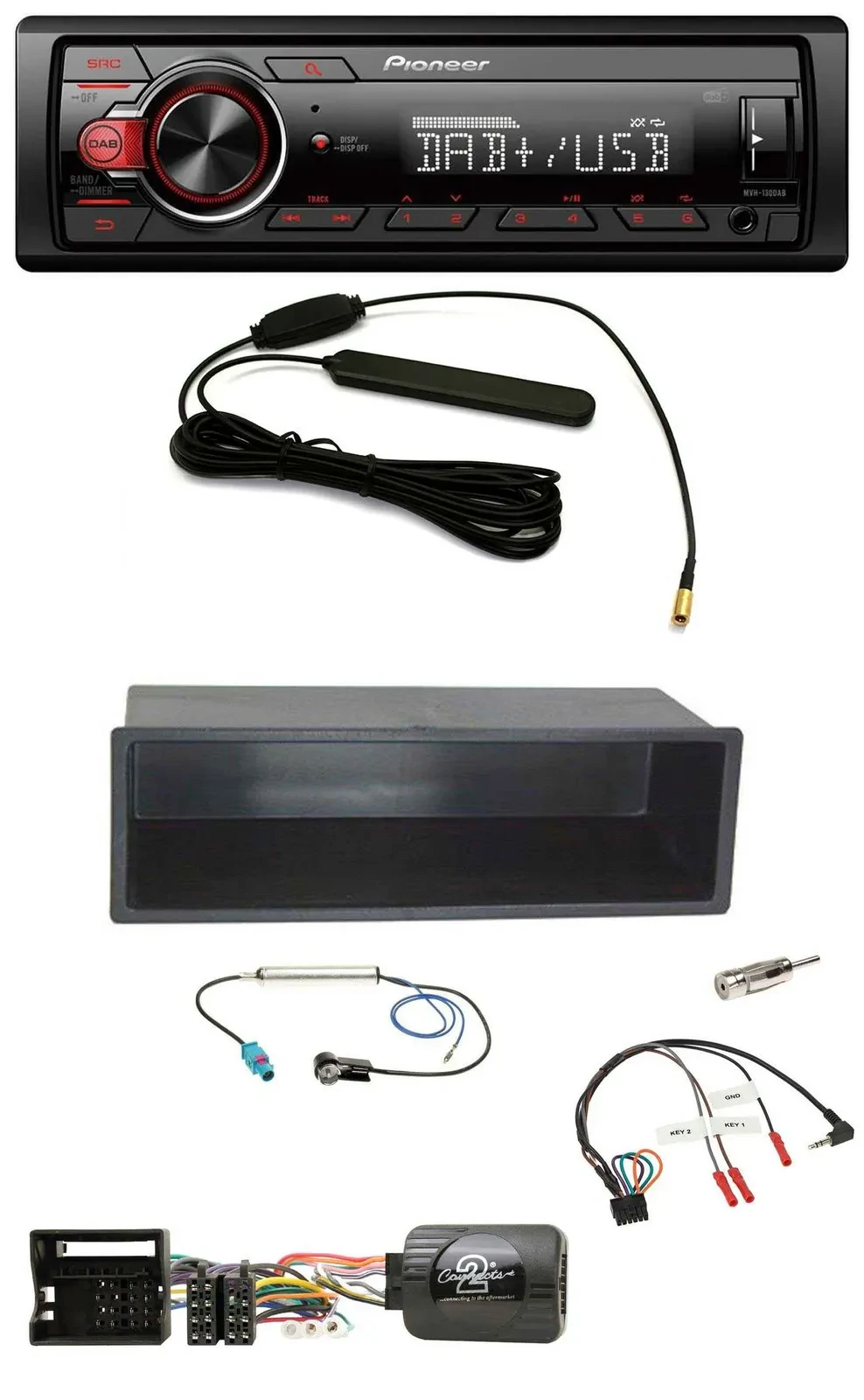 Pioneer MP3 DAB 1DIN Lenkrad USB Autoradio für VW Polo Passat Ablagefach