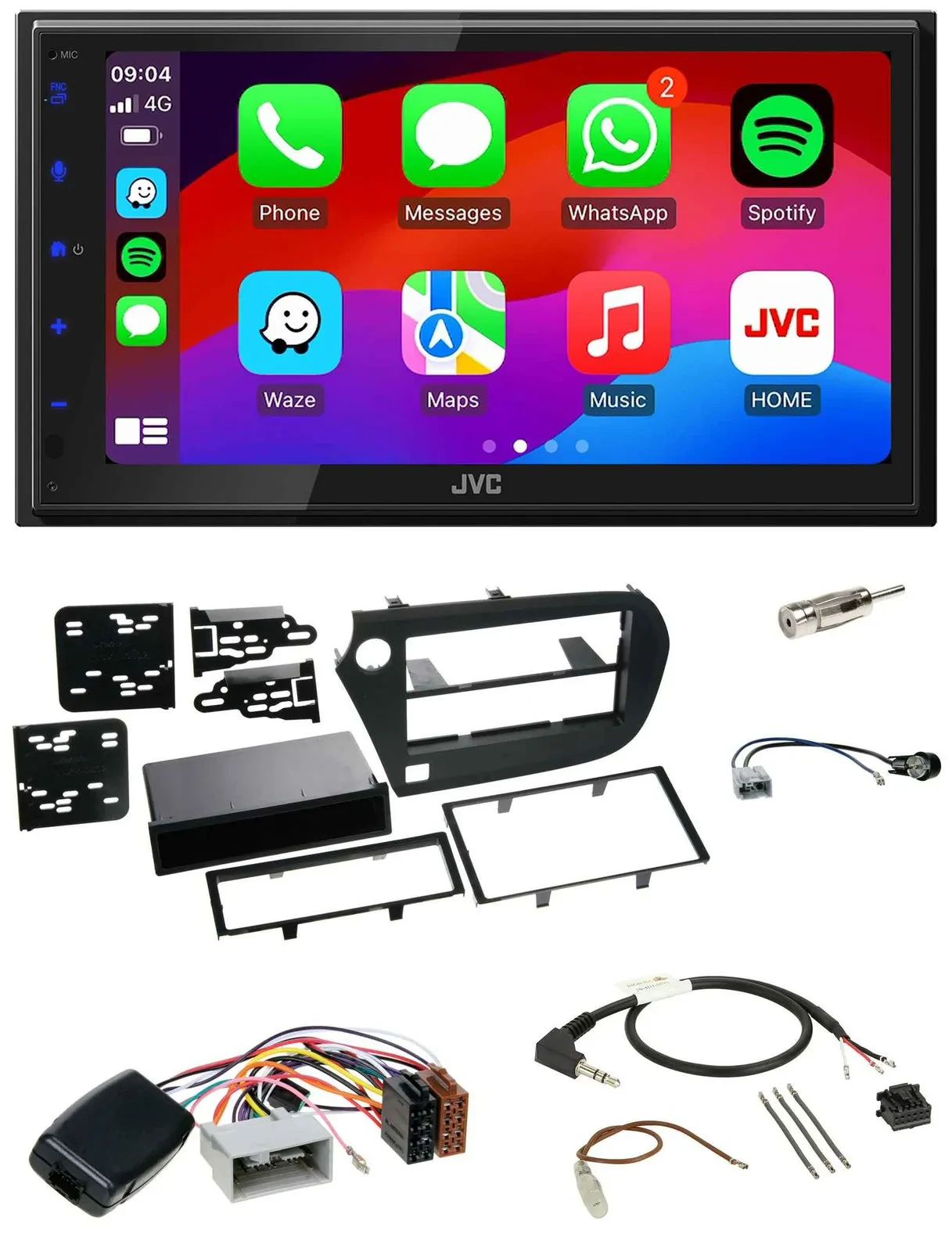 Автомагнитола для Honda Insight (ZE2) 2009–2013 JVC 2-DIN, DAB, Bluetooth, USB, поддержка управления на руле