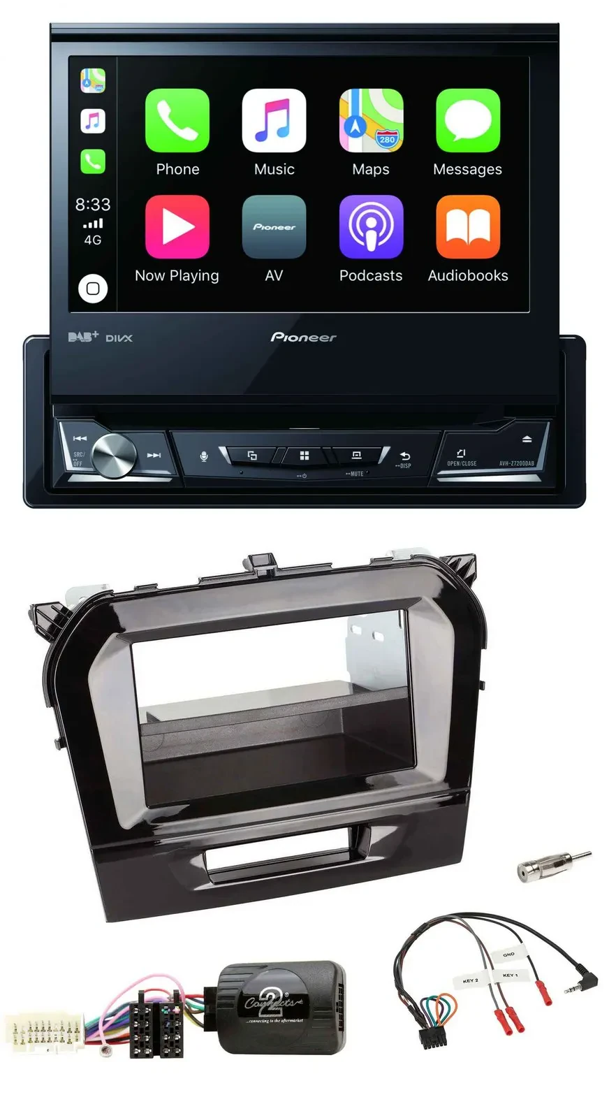 Pioneer DVD Bluetooth DAB USB Lenkrad Autoradio für Suzuki Vitara ab 2015 piano