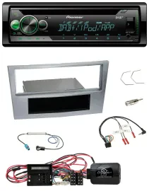 Автомагнитола Pioneer USB/MP3/CD, DAB, поддержка кнопок на руле, для Opel Corsa D (2009–2014), цвет матовый хром