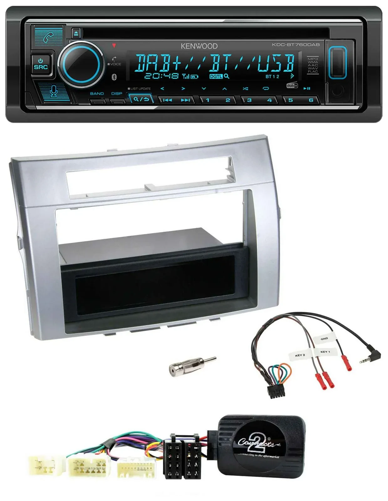 Kenwood Lenkrad Bluetooth DAB USB CD Autoradio für Toyota Corolla Verso 2004-200