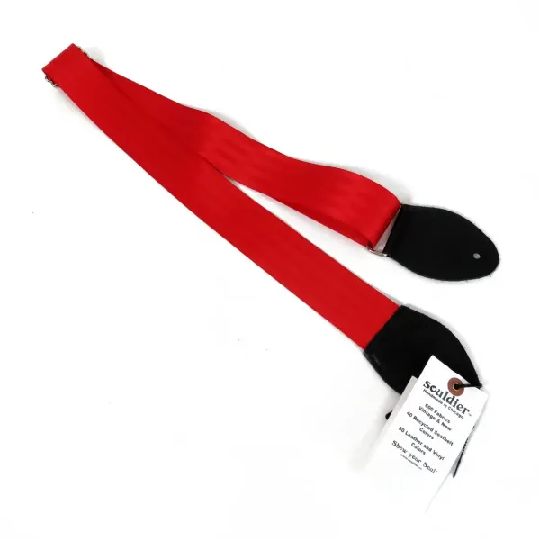 Souldier Guitar Strap Plain Red with Black Ends