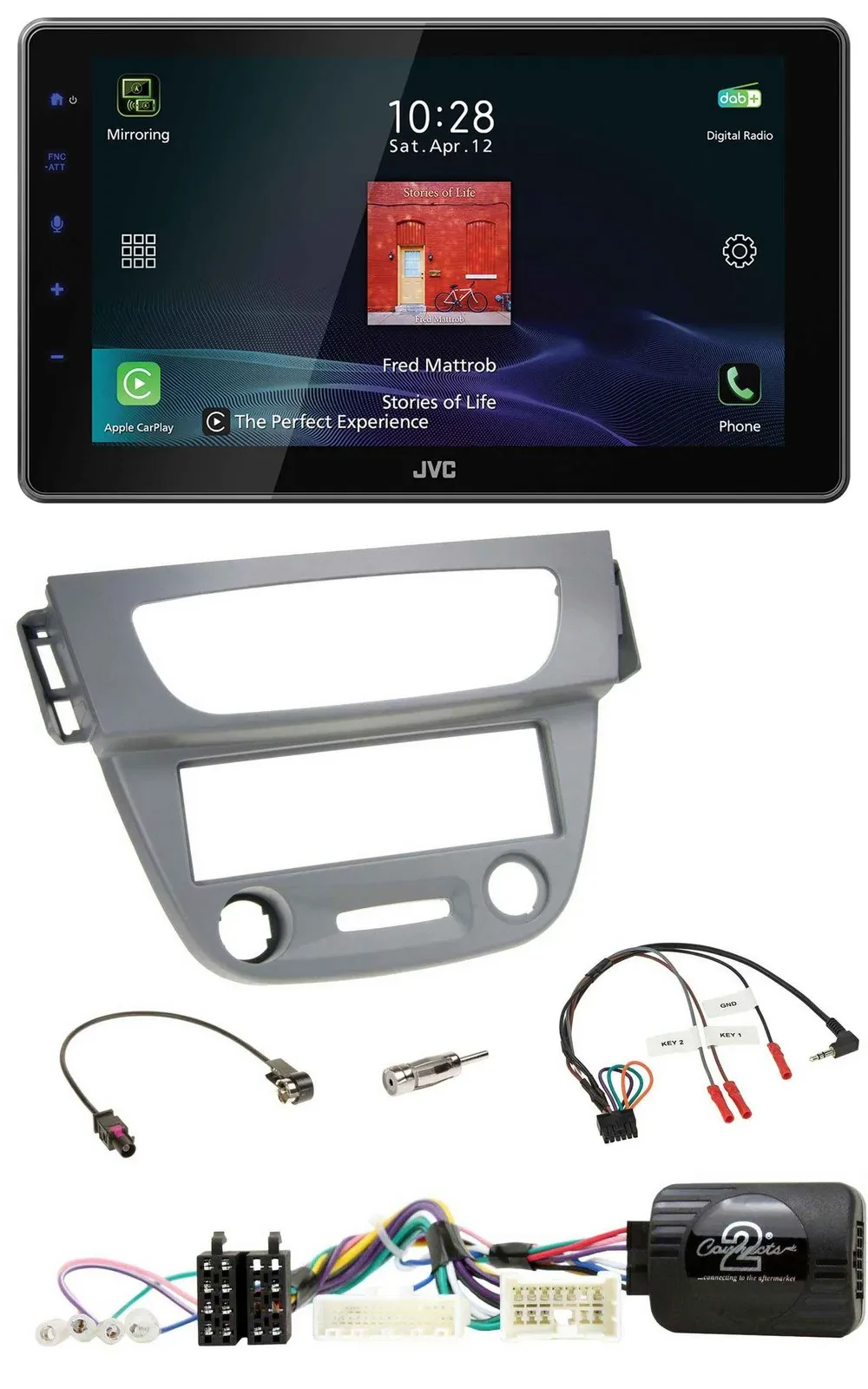 JVC DAB Lenkrad Bluetooth USB Autoradio für Renault Megane 3 2012-2014 grau
