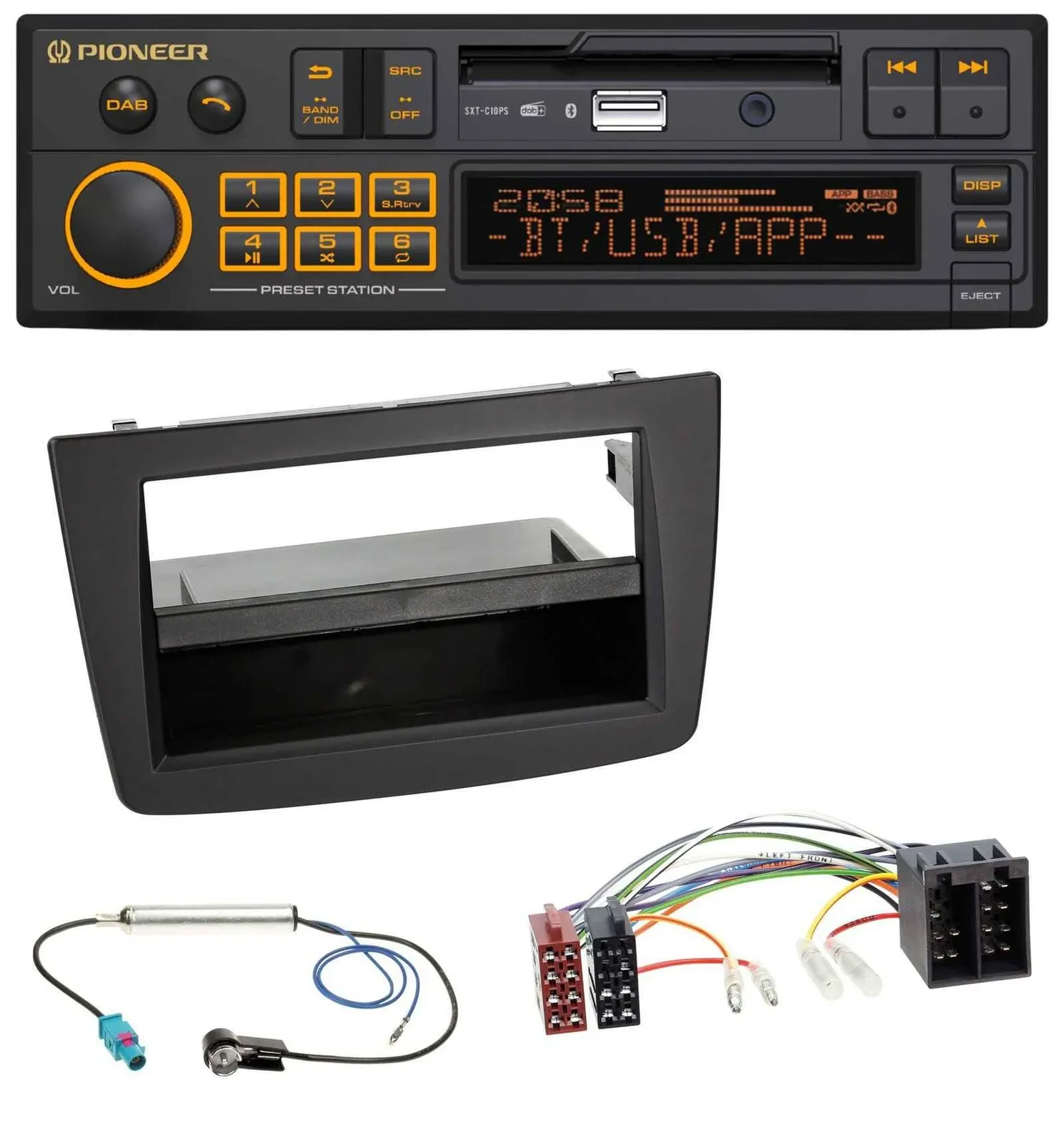 Автомагнитола Pioneer DAB MP3 USB Bluetooth для Alfa Romeo Mito 955 (2008–2014), ISO, черный