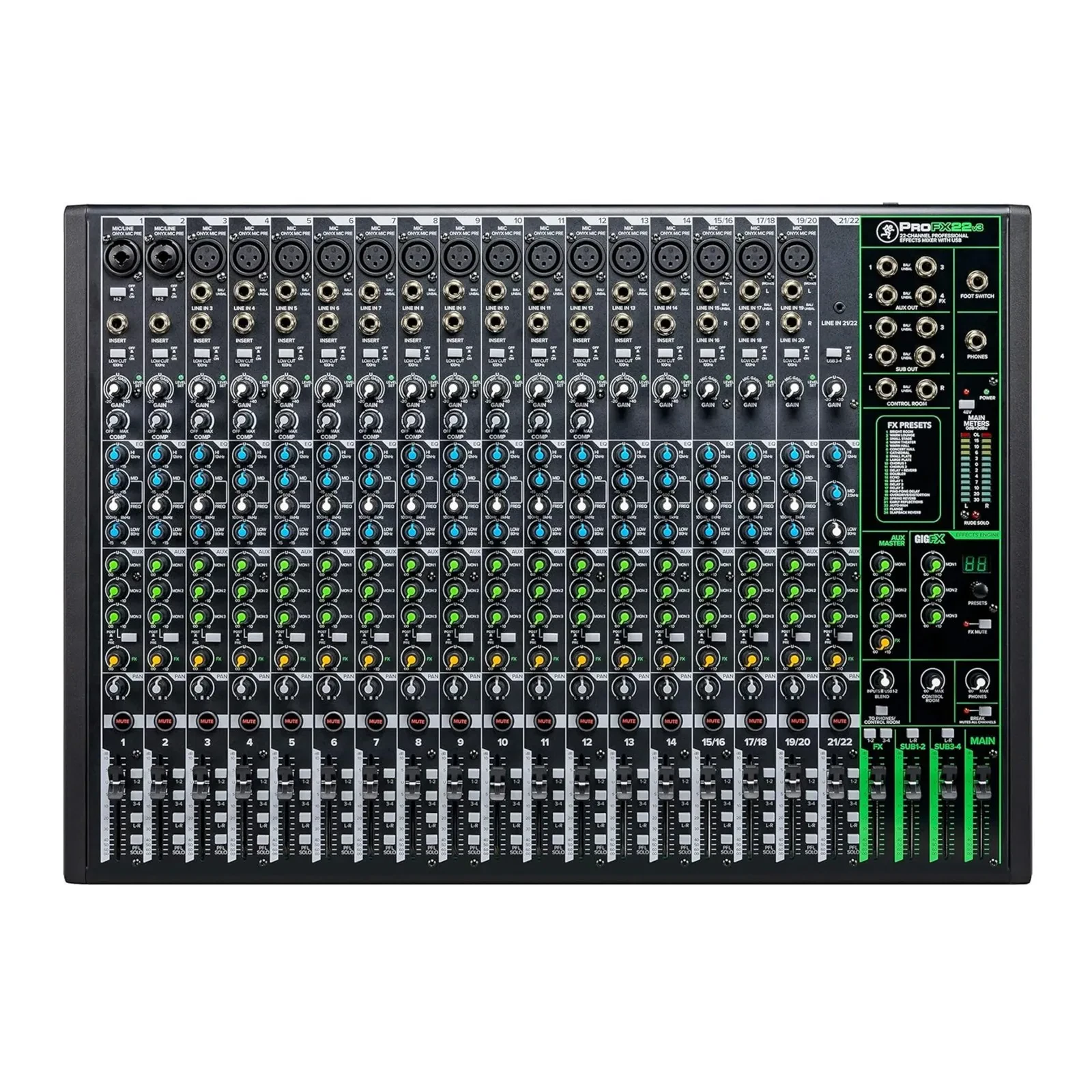 Б/У Микшерный пульт Mackie ProFX22v3 22-канальный, эффекты, USB