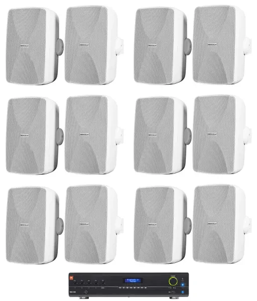 Настенная акустика JBL WET-7020W White с усилителем (12 штук)