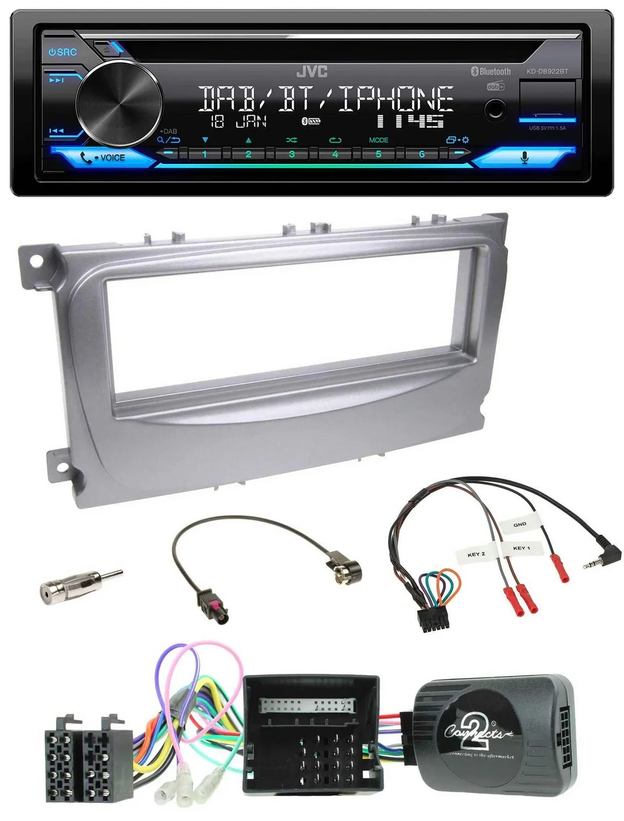 JVC Bluetooth Lenkrad USB DAB CD Autoradio für Ford S-Max Mondeo Can-Bus 07-14 s