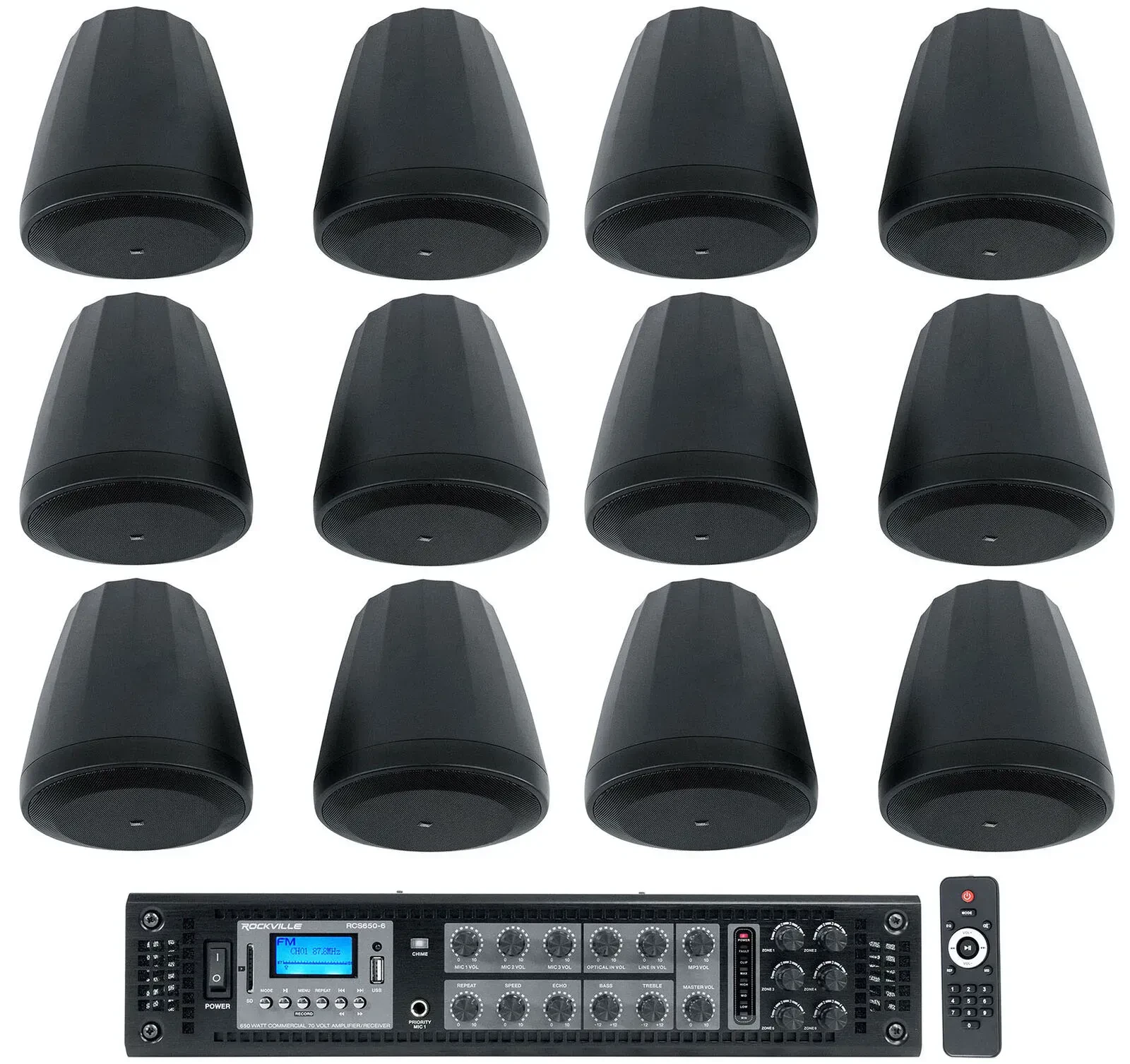 Потолочная акустика JBL Control 64P/T Black с усилителем (12 штук)