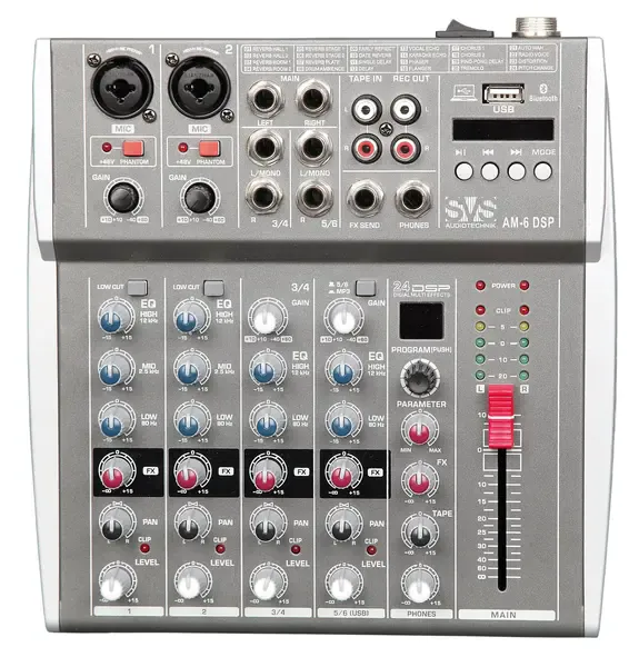 Аналоговый микшер SVS Audiotechnik AM-6 DSP 6-канальный, 24 DSP эффекта, USB интерфейс