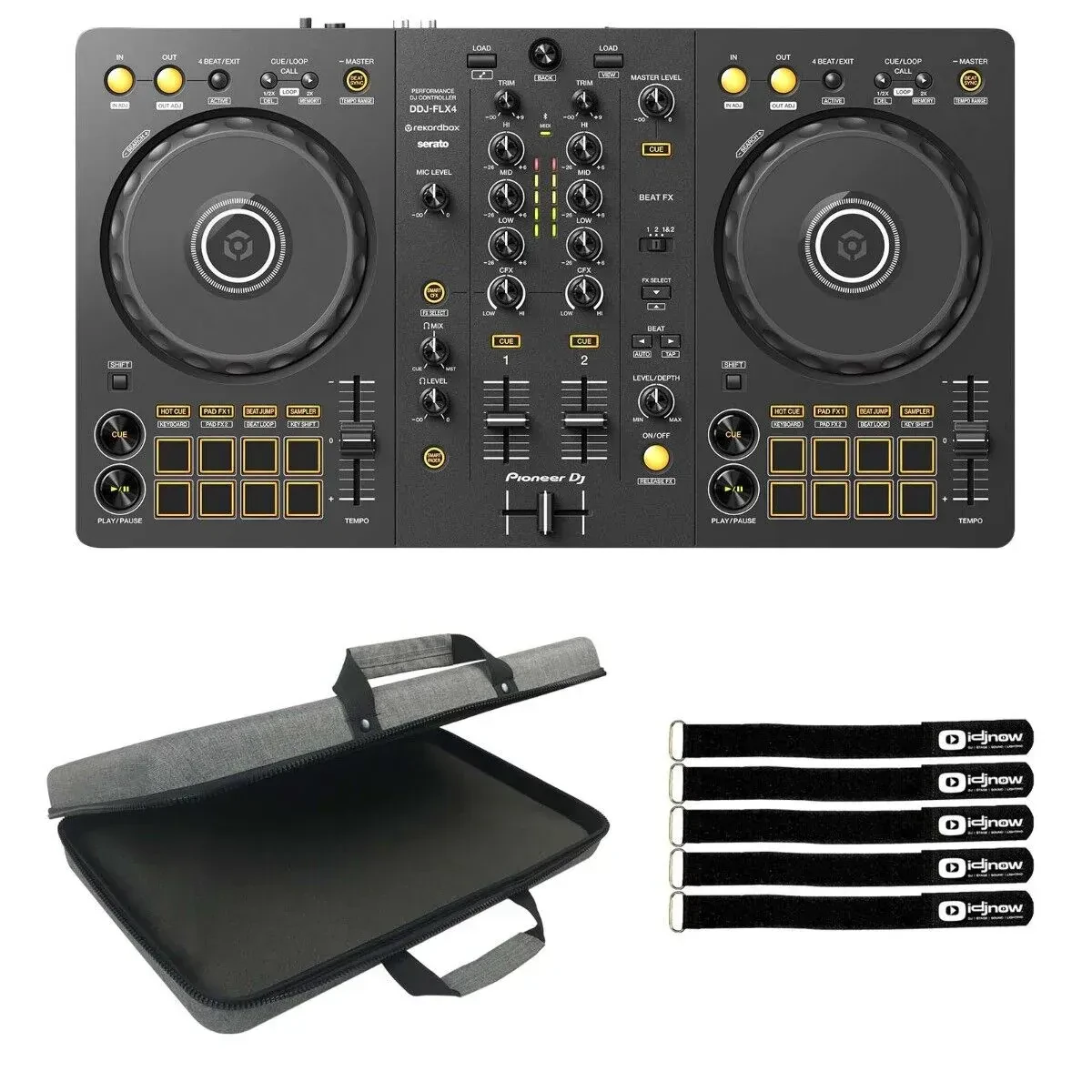 DJ-контроллер с джогом Pioneer DDJ-FLX4 Black с аксессуарами