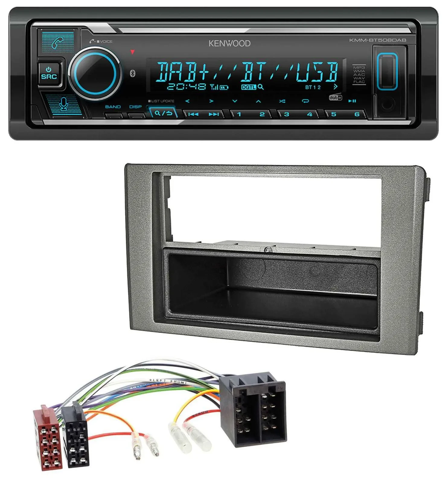 Kenwood Bluetooth MP3 DAB USB Autoradio für Iveco Daily (06-14) dunkelgrau