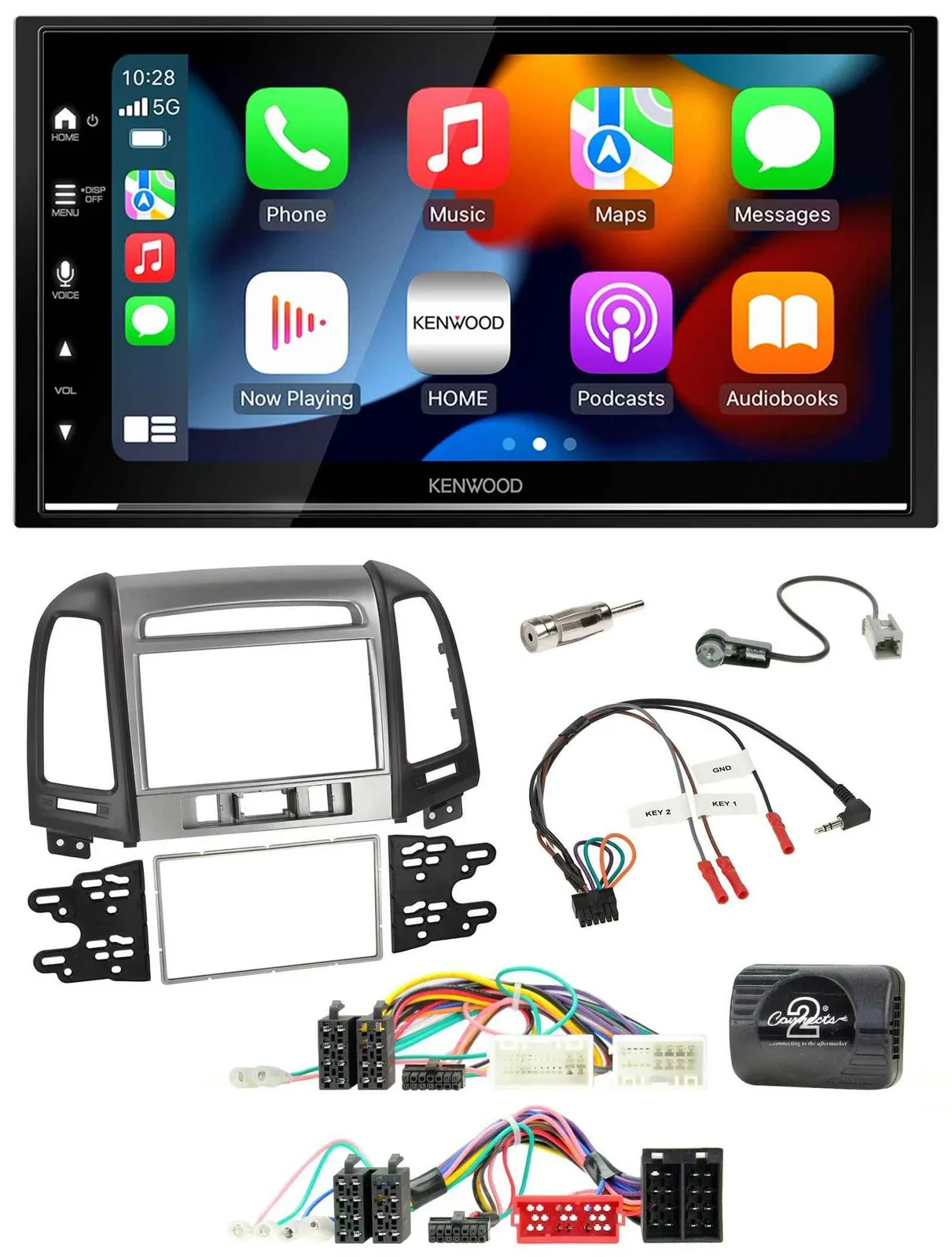 Kenwood DAB USB Bluetooth 2DIN Lenkrad Autoradio für Hyundai Santa Fe 10-12 3 Sc