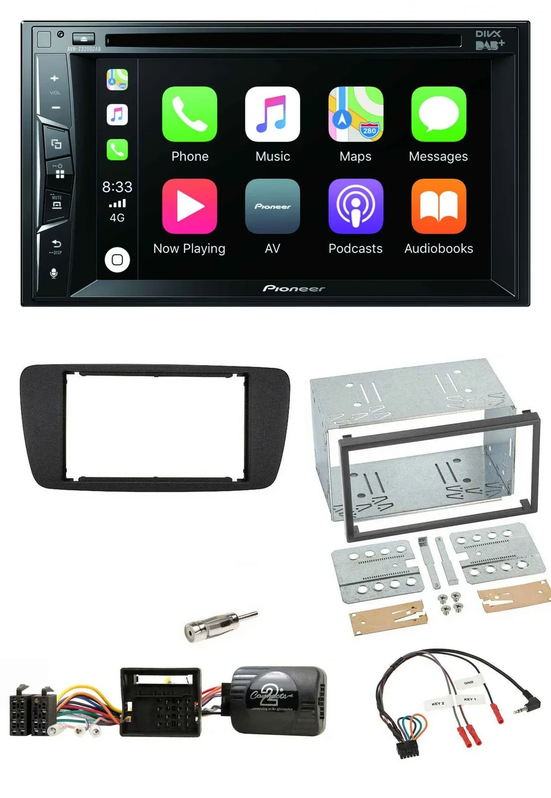 Pioneer Lenkrad USB DVD Bluetooth DAB 2DIN Autoradio für Seat Ibiza ab 08 nitsch