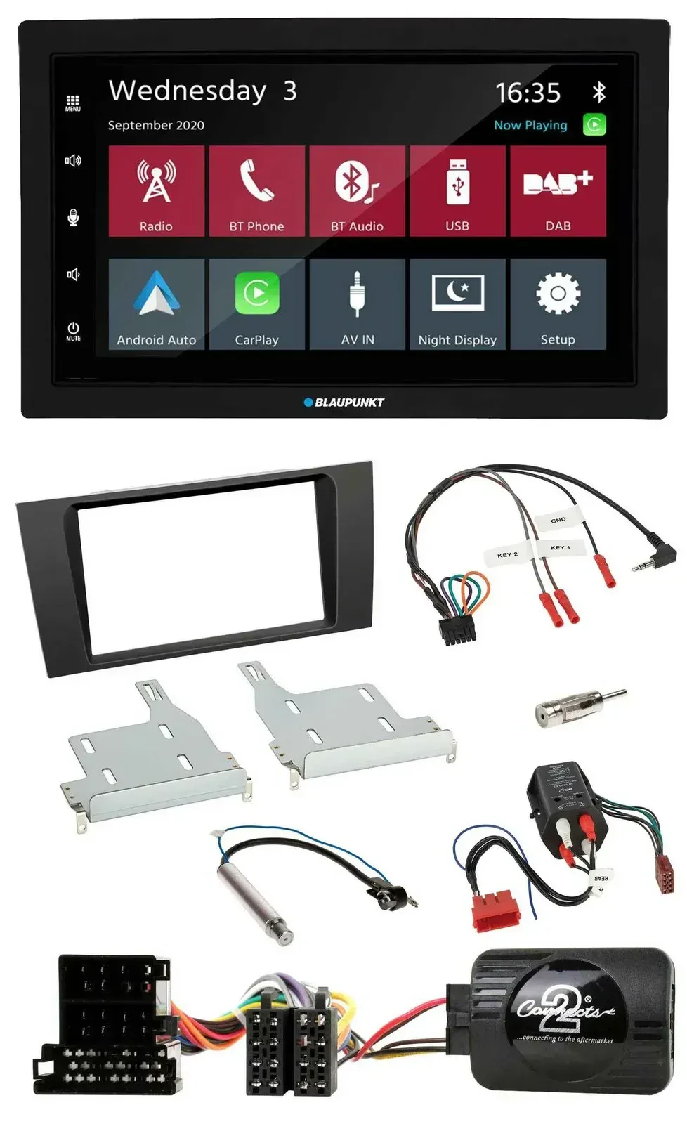 Blaupunkt DAB Bluetooth USB Lenkrad 2DIN Autoradio für Audi A4 99-01 BOSE Vollak