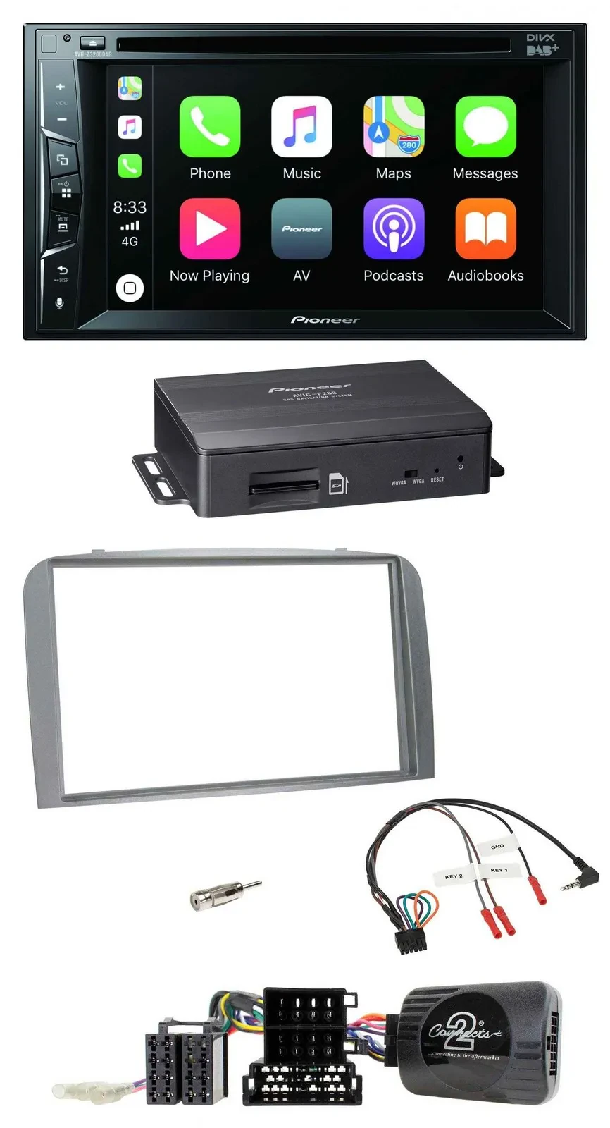 Pioneer Lenkrad TMC 2DIN Bluetooth DAB Navigation für Alfa Romeo 147 GT 2007-201