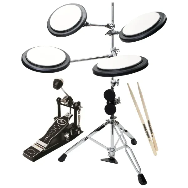 Fame Schlagzeug Übungsset - Practice Pad, Fußmaschine, Drumsticks, Zubehör