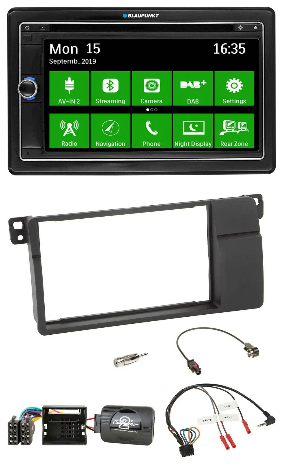 Blaupunkt Bluetooth 2DIN Lenkrad DAB USB TMC Navigation für BMW 3er E46 00-06 Qu