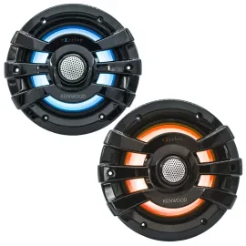 Kenwood eXcelon XM77BL 7.7" Coaxial Marine Speakers with LED (Black)