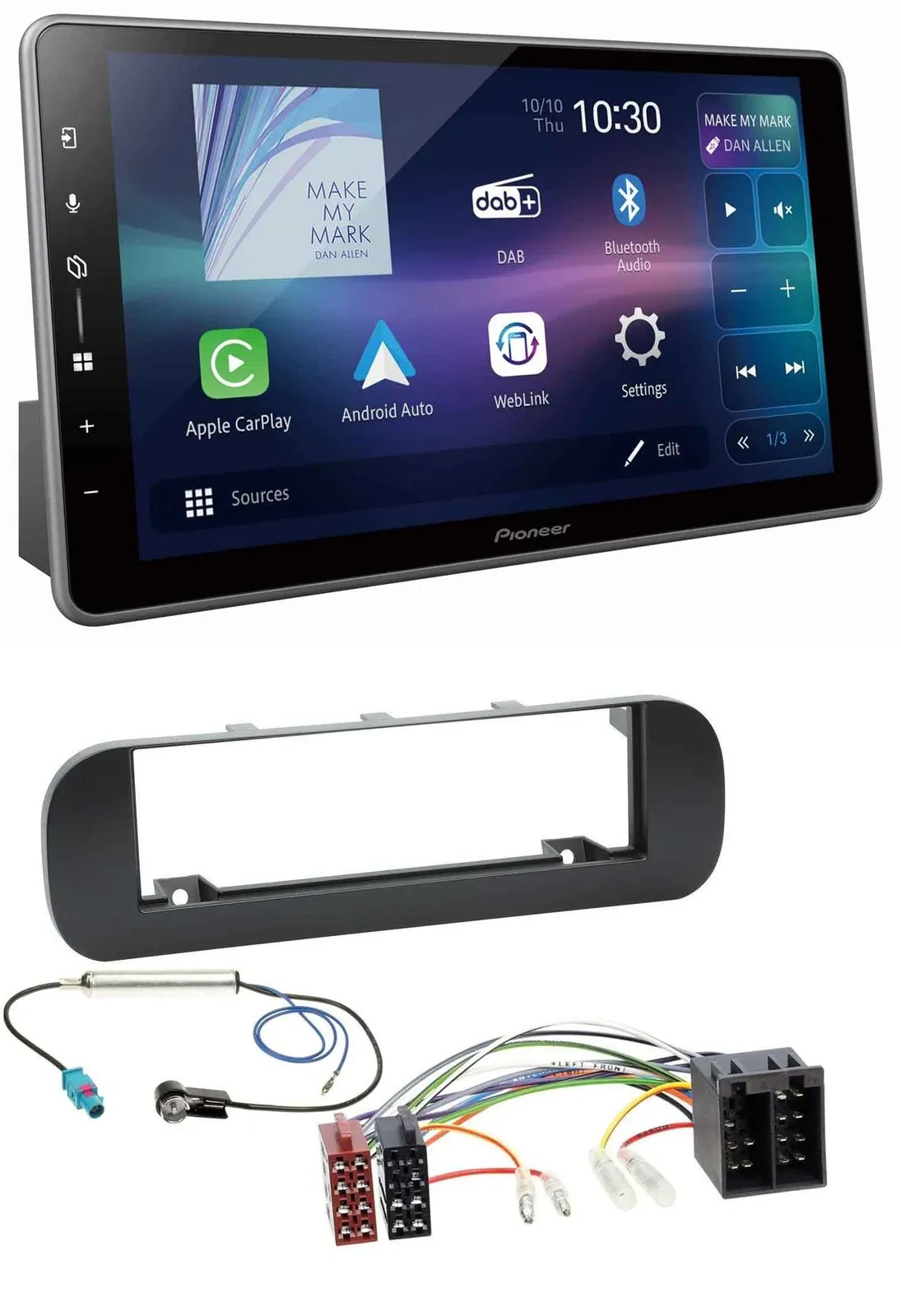 Pioneer Bluetooth USB DAB MP3 Autoradio für Fiat Panda (ab 2012) - schwarz