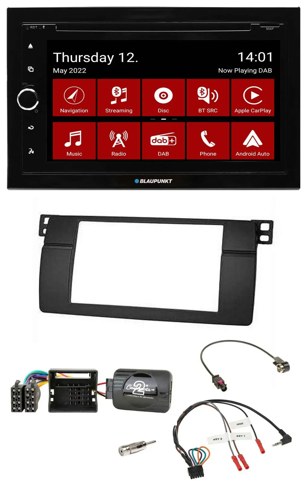 Blaupunkt 2DIN Lenkrad Bluetooth USB TMC DAB Navigation für BMW 3er E46 2001-200