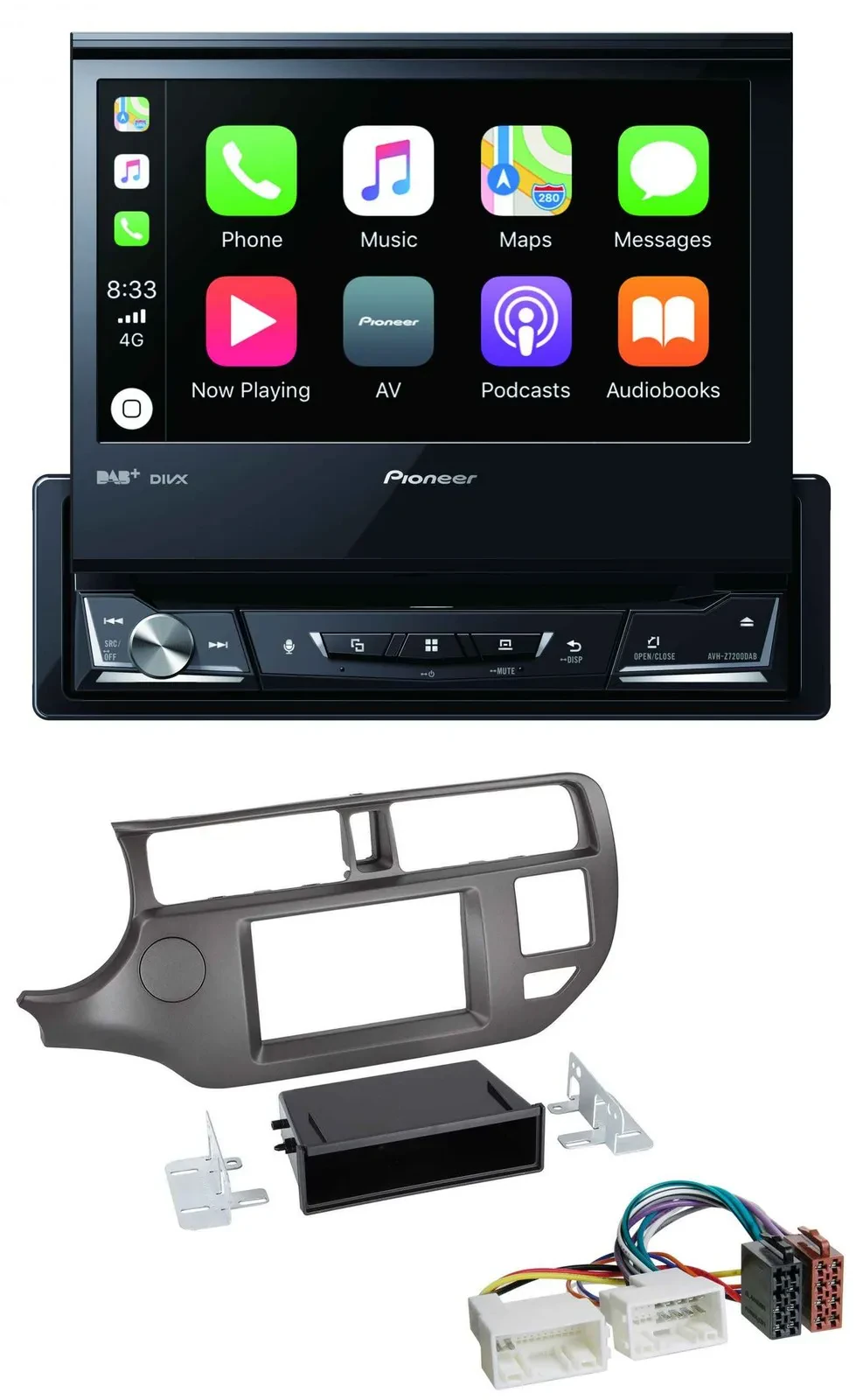Pioneer DVD Bluetooth DAB USB MP3 Autoradio für Kia Rio UB 2011-2014 anthrazit