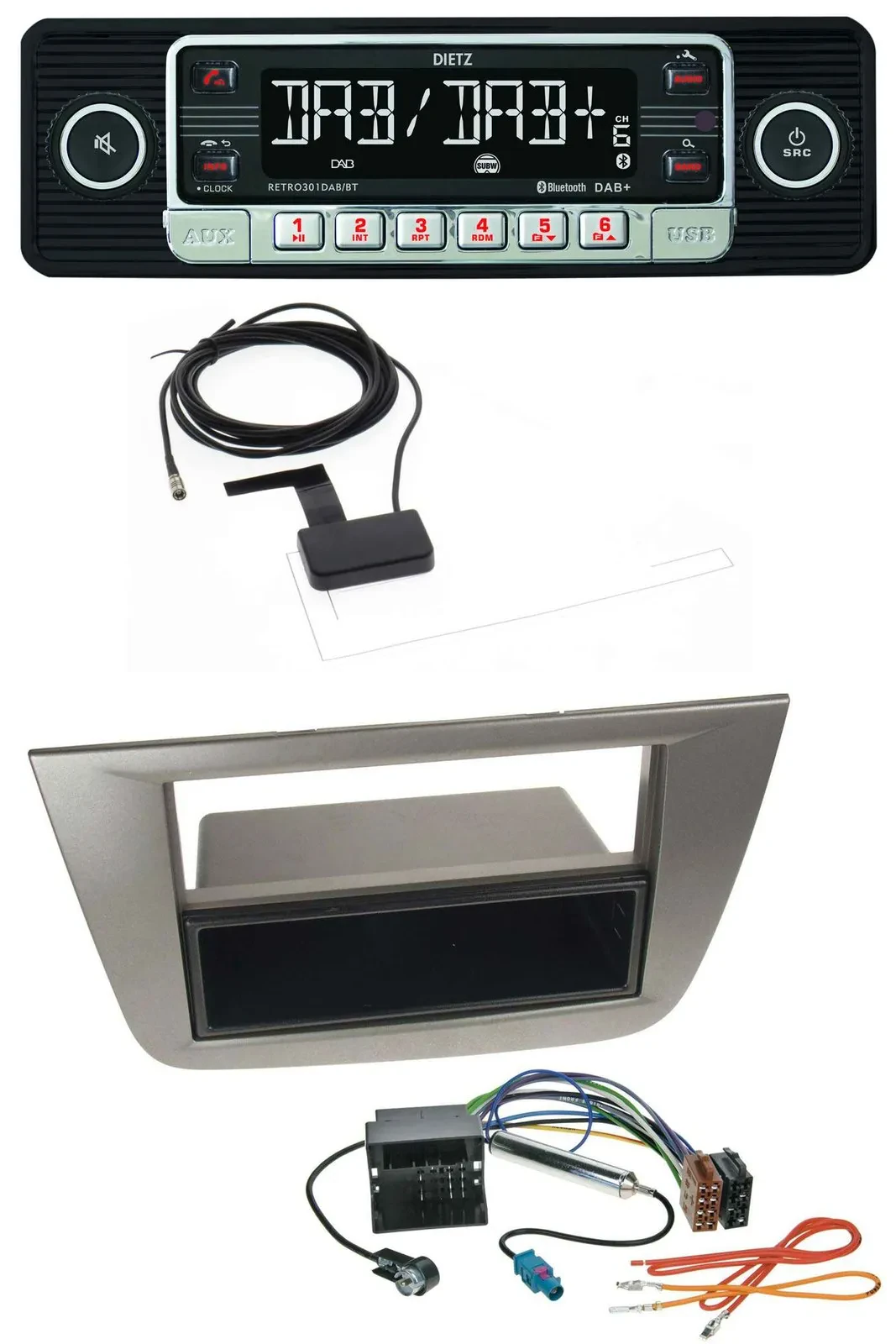 Dietz DAB Bluetooth USB MP3 Autoradio für Seat Altea Toledo ab 05 Anthrazit-meta