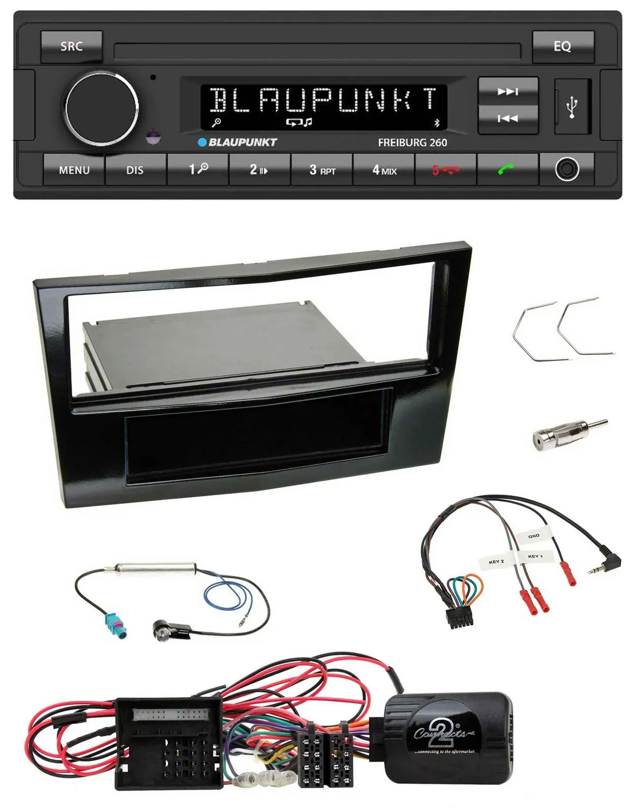 Автомагнитола для Opel Corsa D Blaupunkt Bluetooth, MP3, USB, черный (Piano Black), 2009–2014