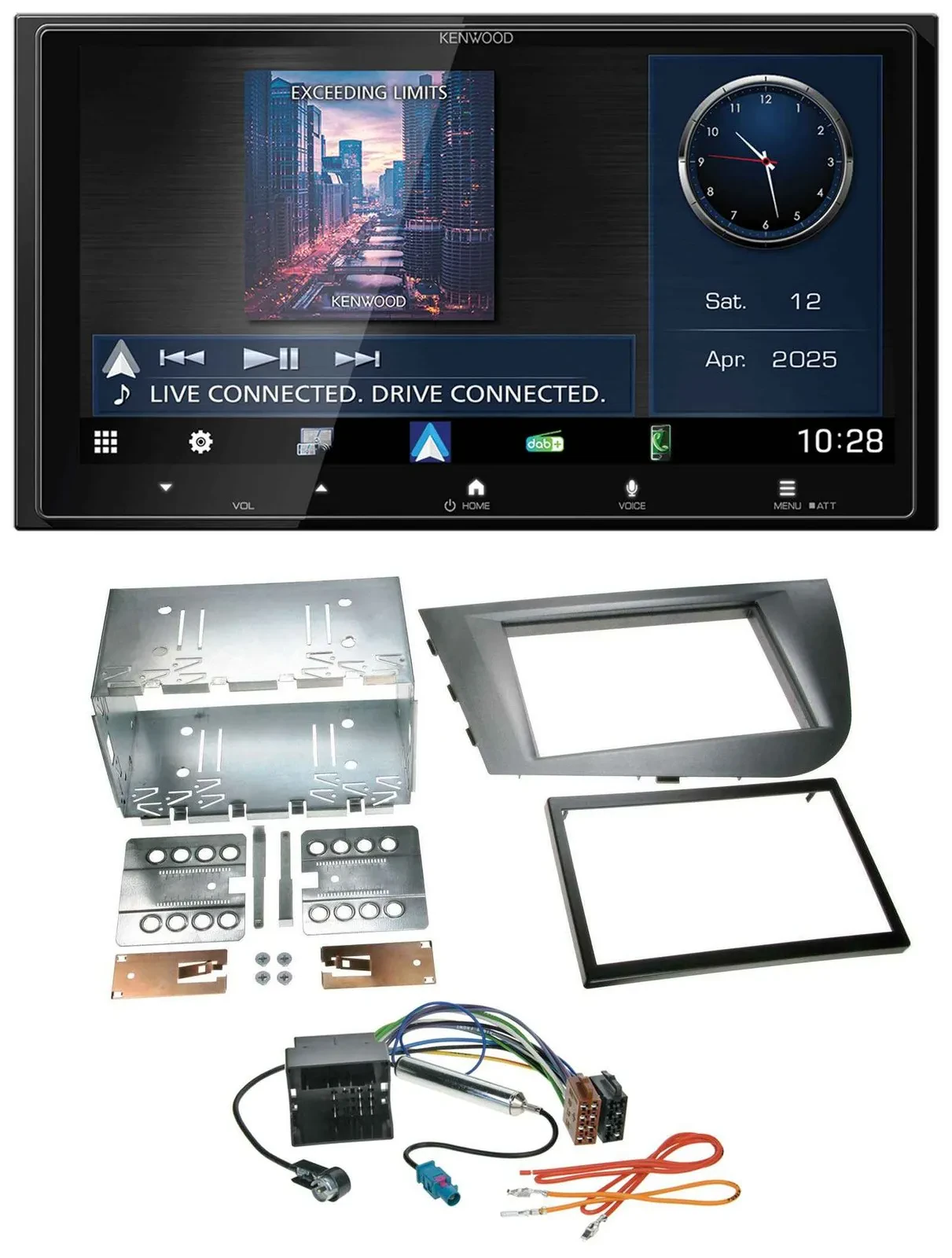 Автомагнитола Kenwood 2-DIN Bluetooth, USB, DAB, MP3, для Seat Leon 2005–2009, серебристая