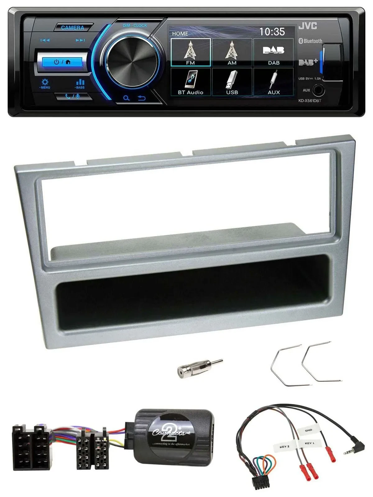 JVC Bluetooth Lenkrad USB DAB Autoradio für Opel Corsa C 2000-2004 silber