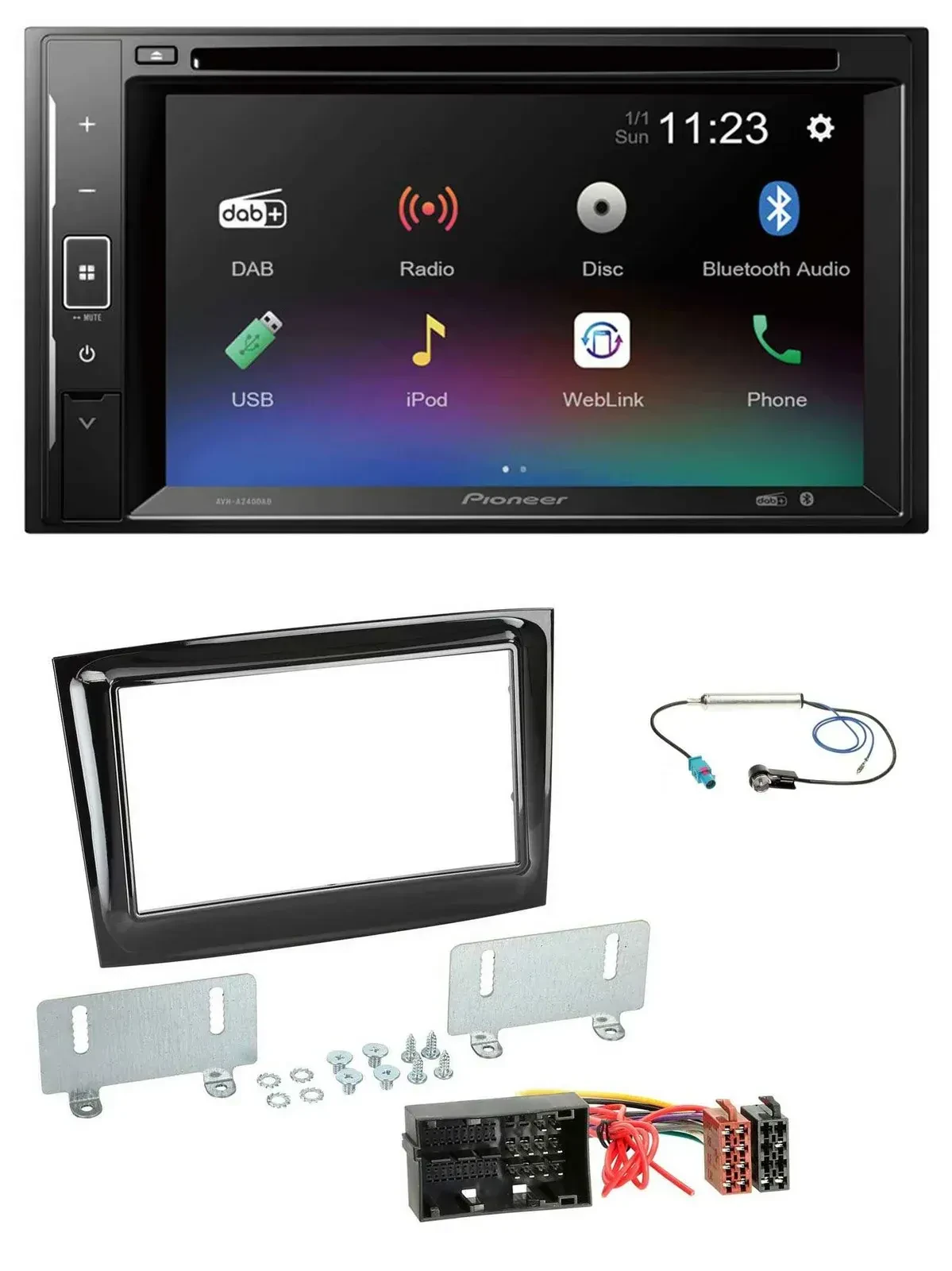 Pioneer Bluetooth MP3 USB 2DIN DAB DVD Autoradio für Fiat Doblo ab 2015 piano sc