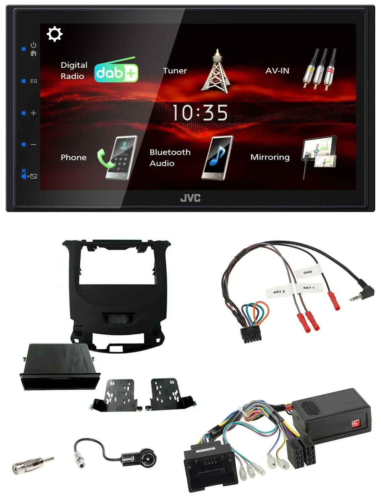 JVC USB Bluetooth Lenkrad DAB 2DIN Autoradio für Chevrolet Cruze ab 2016 klavier