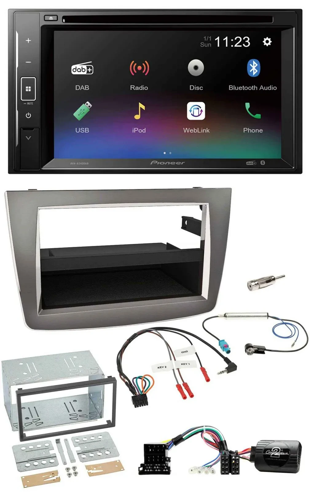 Pioneer Bluetooth Lenkrad USB 2DIN DAB DVD Autoradio für Alfa Romeo Mito 2008-20
