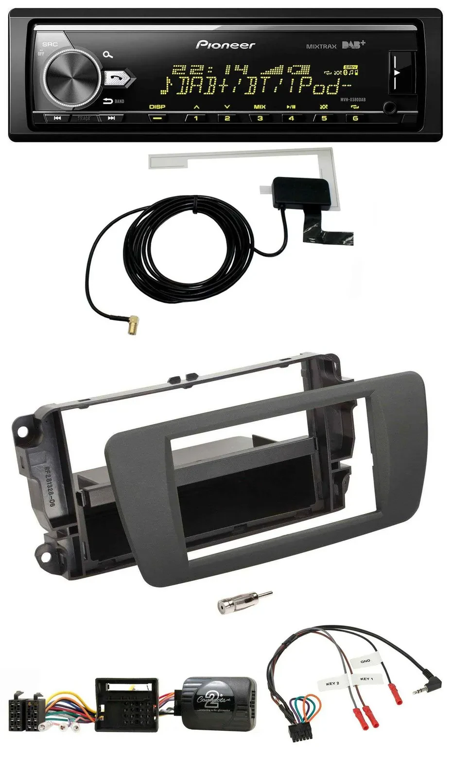 Автомагнитола для Seat Ibiza Pioneer Bluetooth DAB USB серый