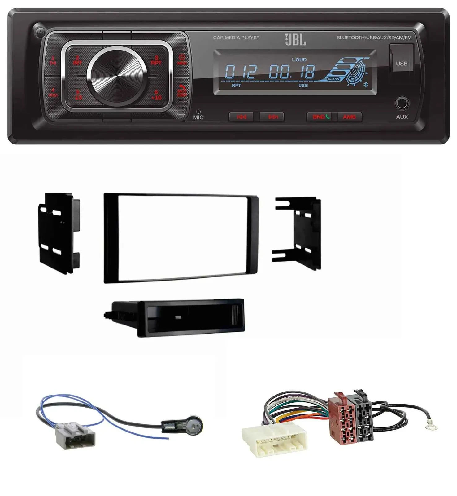 JBL SD AUX MP3 USB Bluetooth Autoradio für Nissan Micra 2013-2017 schwarz matt
