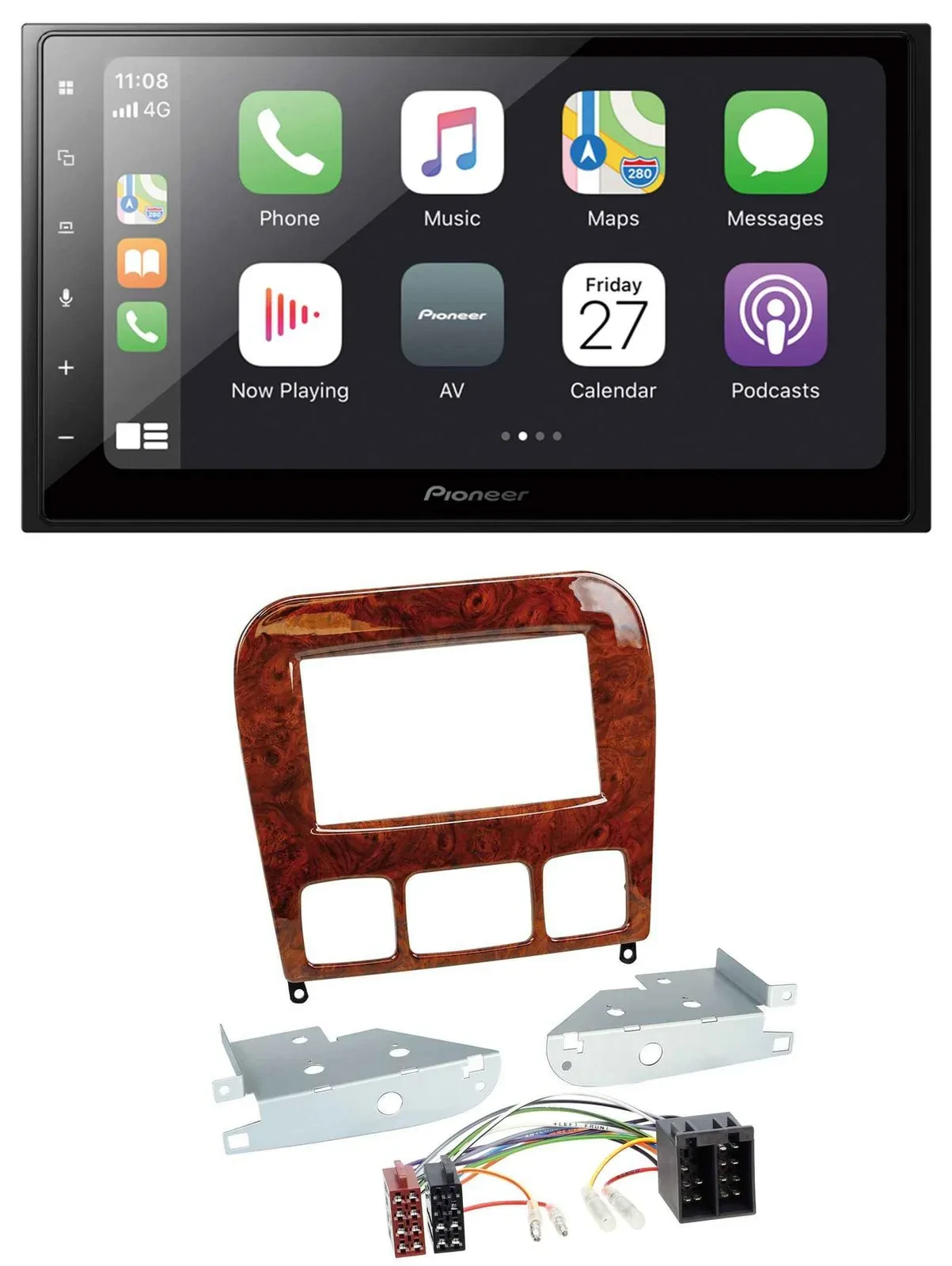 Pioneer MP3 Bluetooth DAB 2DIN USB Autoradio für Mercedes S-Klasse 98-05 Holzopt