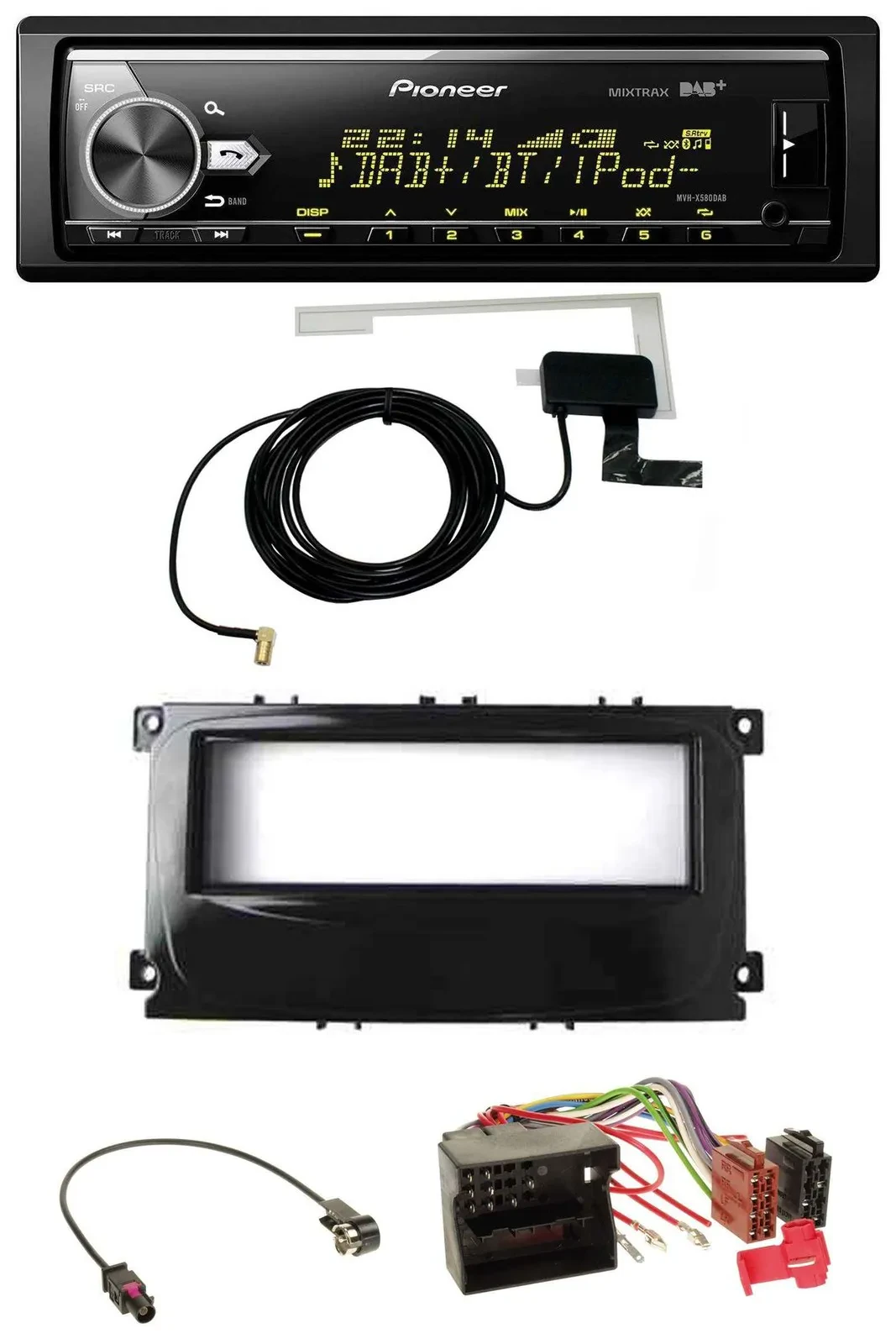 Pioneer Bluetooth DAB USB MP3 Autoradio für Ford Mondeo S-Max 07-14 glänzend sch