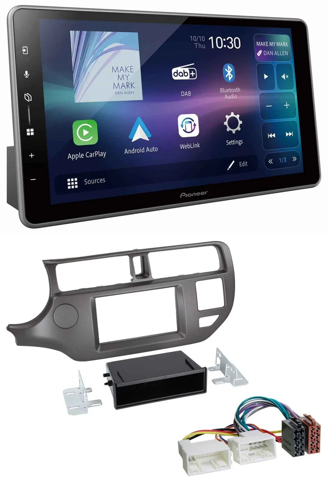 Pioneer Bluetooth USB DAB MP3 Autoradio für Kia Rio UB 2011-2014 anthrazit