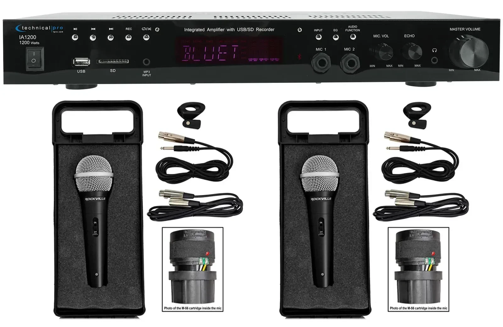 Усилитель для караоке Technical Pro IA1200 Pro USB/SD/AUX/RCA (набор, 2 микрофона)