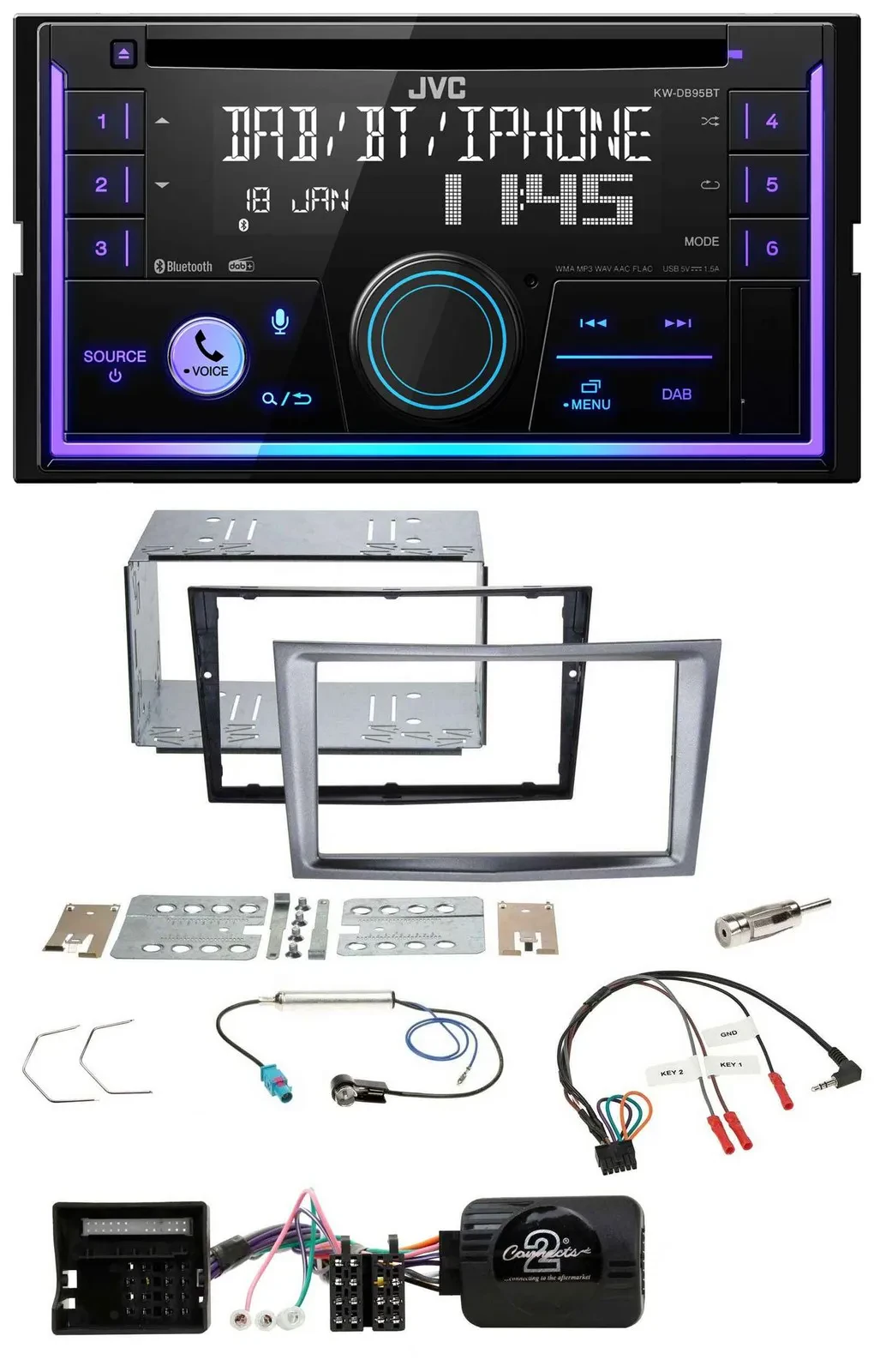 JVC Lenkrad USB 2DIN DAB Bluetooth CD Autoradio für Opel Antara Astra H Zafira B