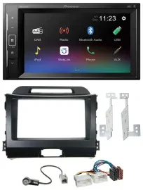 Автомагнитола Pioneer 2DIN DAB, Bluetooth, USB, MP3 для Kia Sportage 3 (2010–2015), черный