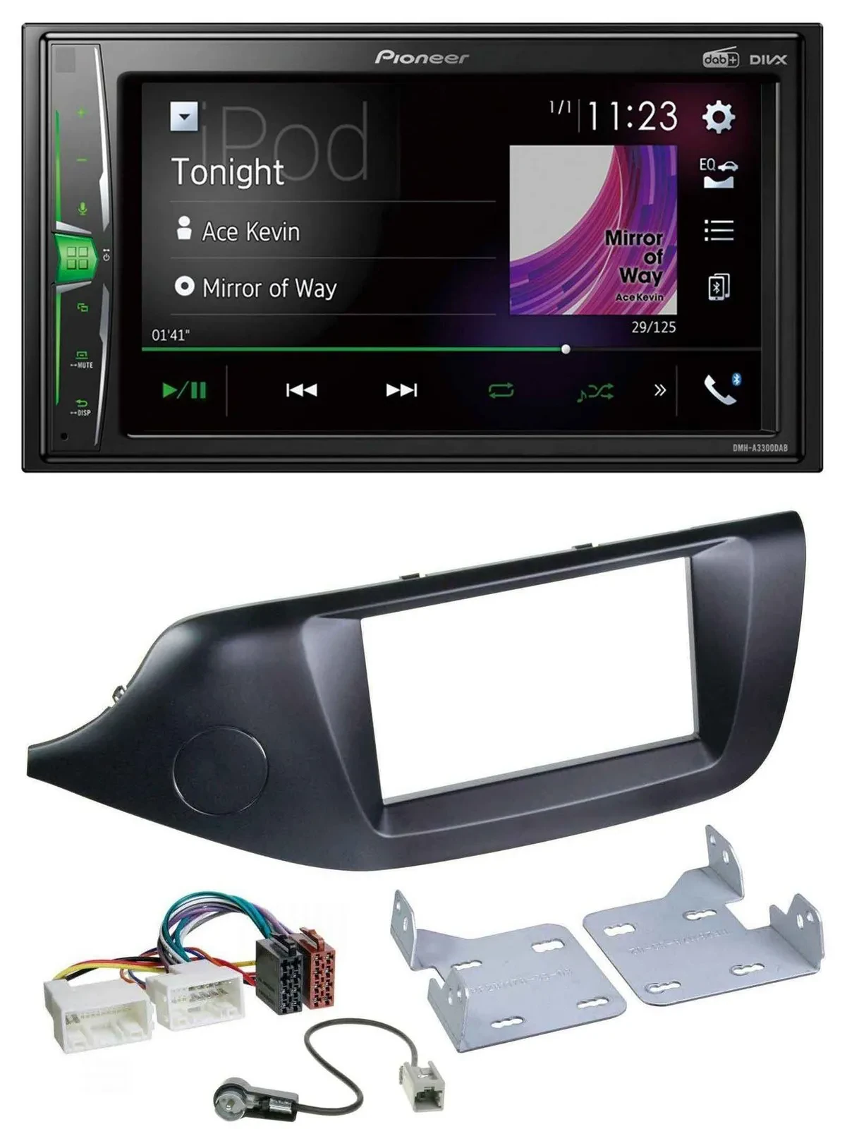 Автомагнитола для Kia Ceed Pioneer 2-DIN MP3 DAB USB Bluetooth, черный