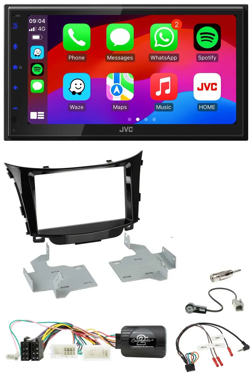 JVC Bluetooth 2DIN Lenkrad DAB USB Autoradio für Hyundai i30 2012-2017