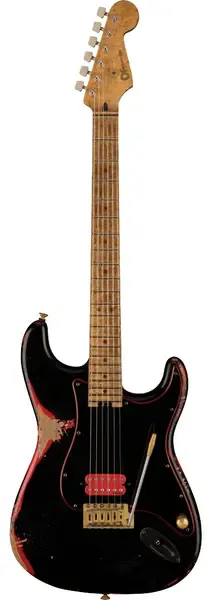 Электрогитара Charvel Custom Shop Nirtro Relic Hot Rod Super Statocaster, Black over Fiesta Re