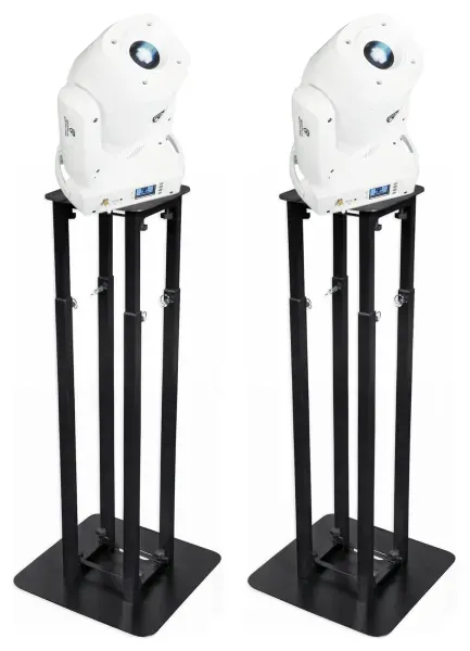 2) Rockville ROCK SPOT 260W WHITE DJ Moving Head Lights+8 ft. Black Totem Stands